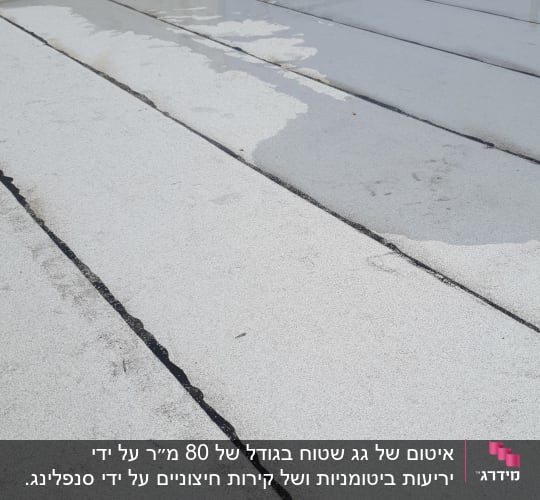 גג אטום עם יריעות ביטומניות אפורות